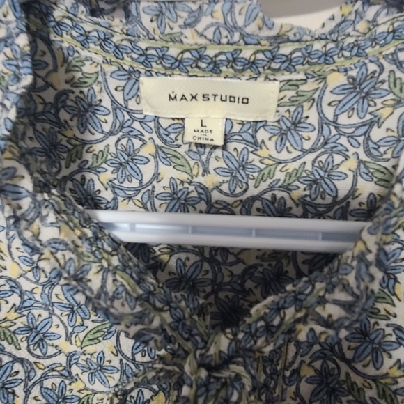 Max Studio Blue and Cream Floral Dress - Picture 3 of 3